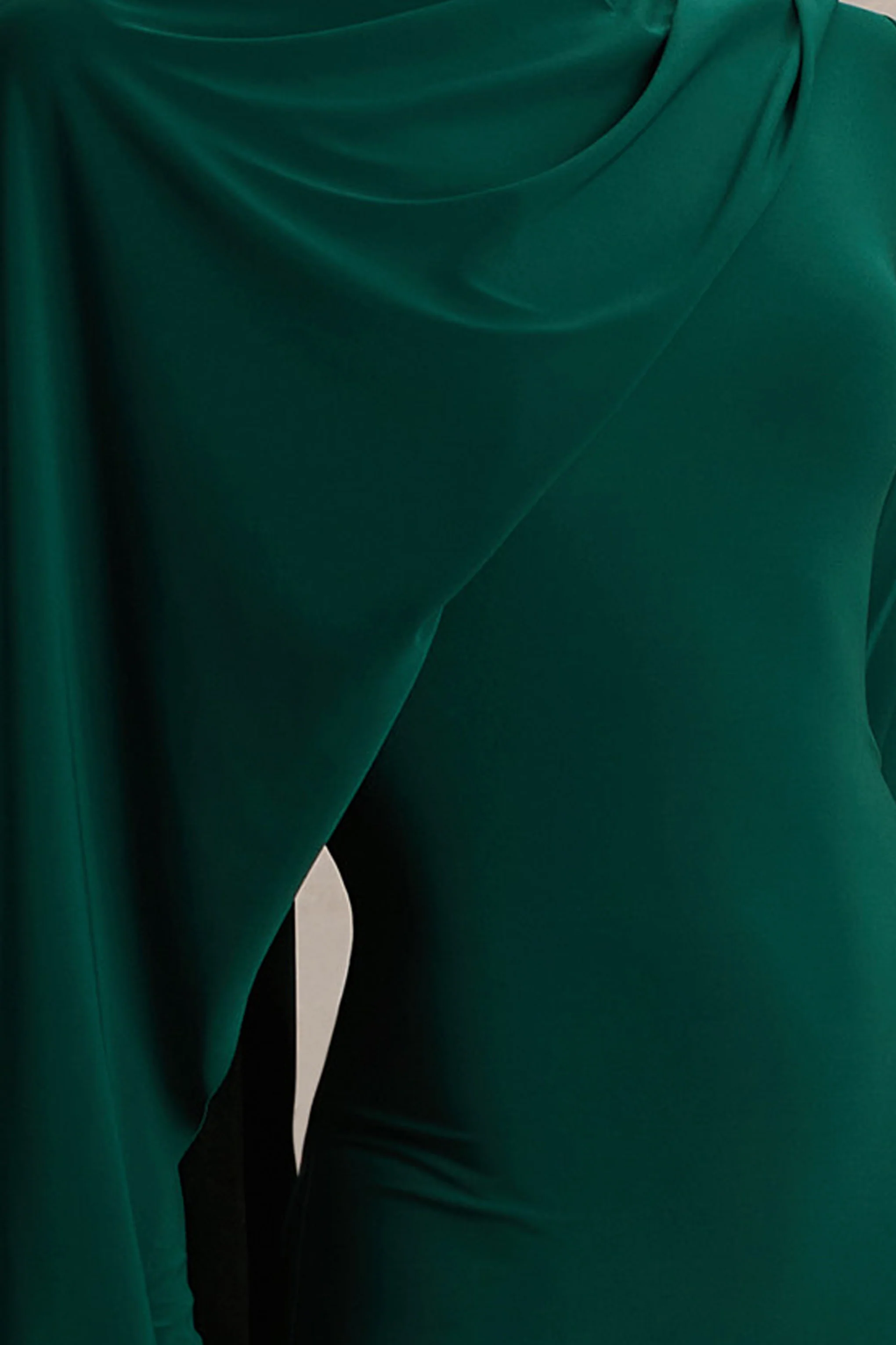 Always | Flaschengrünes Maxikleid mit hohem Kragen und Cape-Ärmeln - Image 6