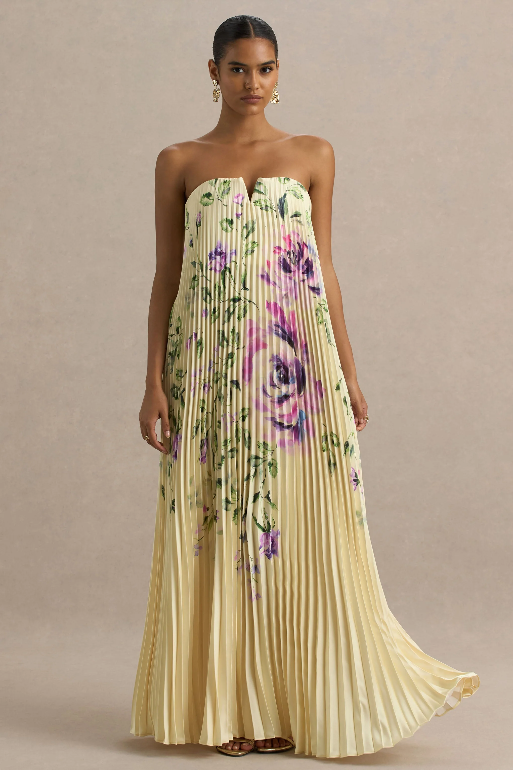 Bergamot | Maxikleid aus Satin mit Rosenmuster und Sweetheart-Ausschnitt. - Image 6