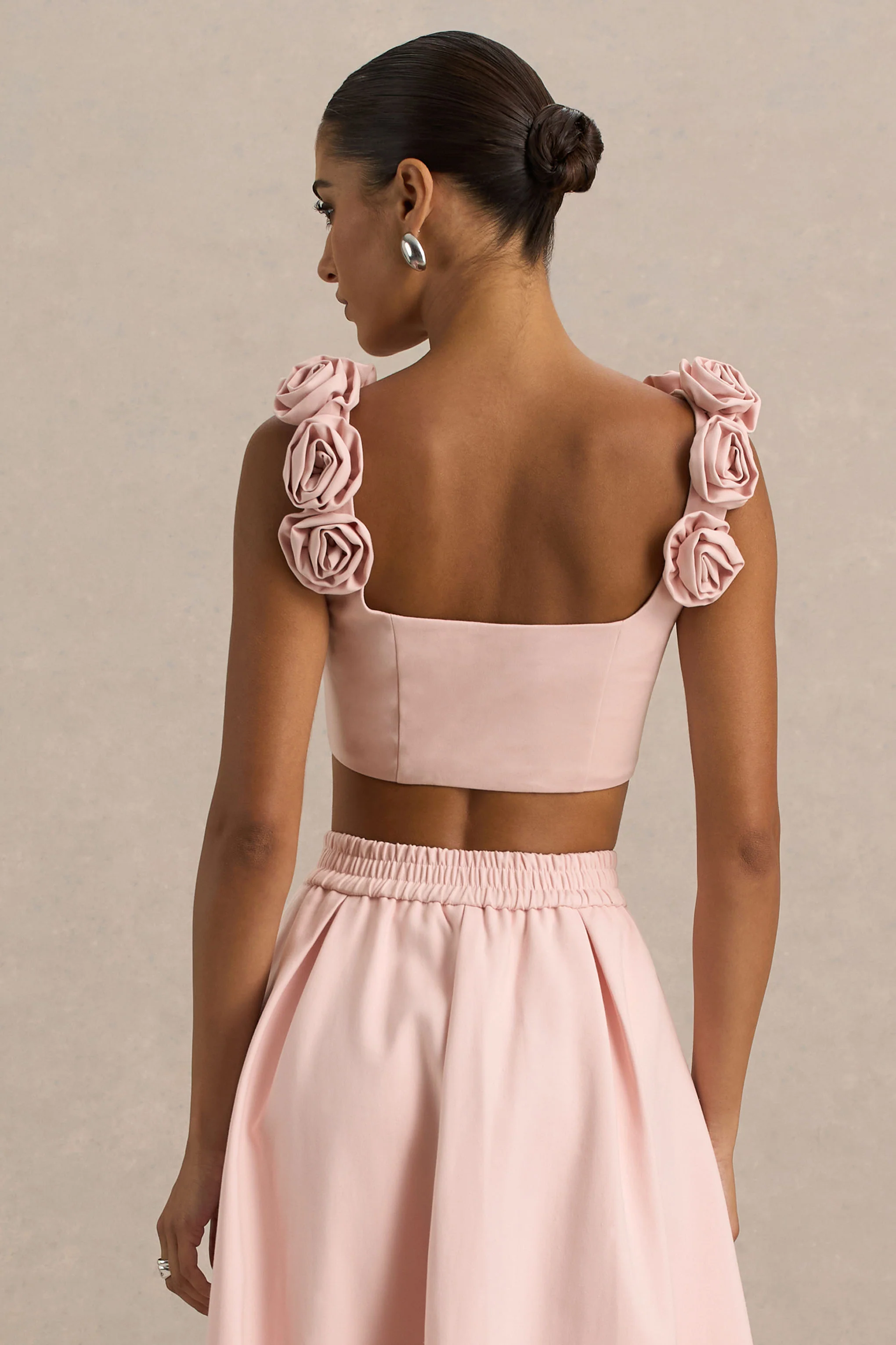 Blade | Blassrosa Crop-Top mit Rundhalsausschnitt und Corsagen-Details - Image 3