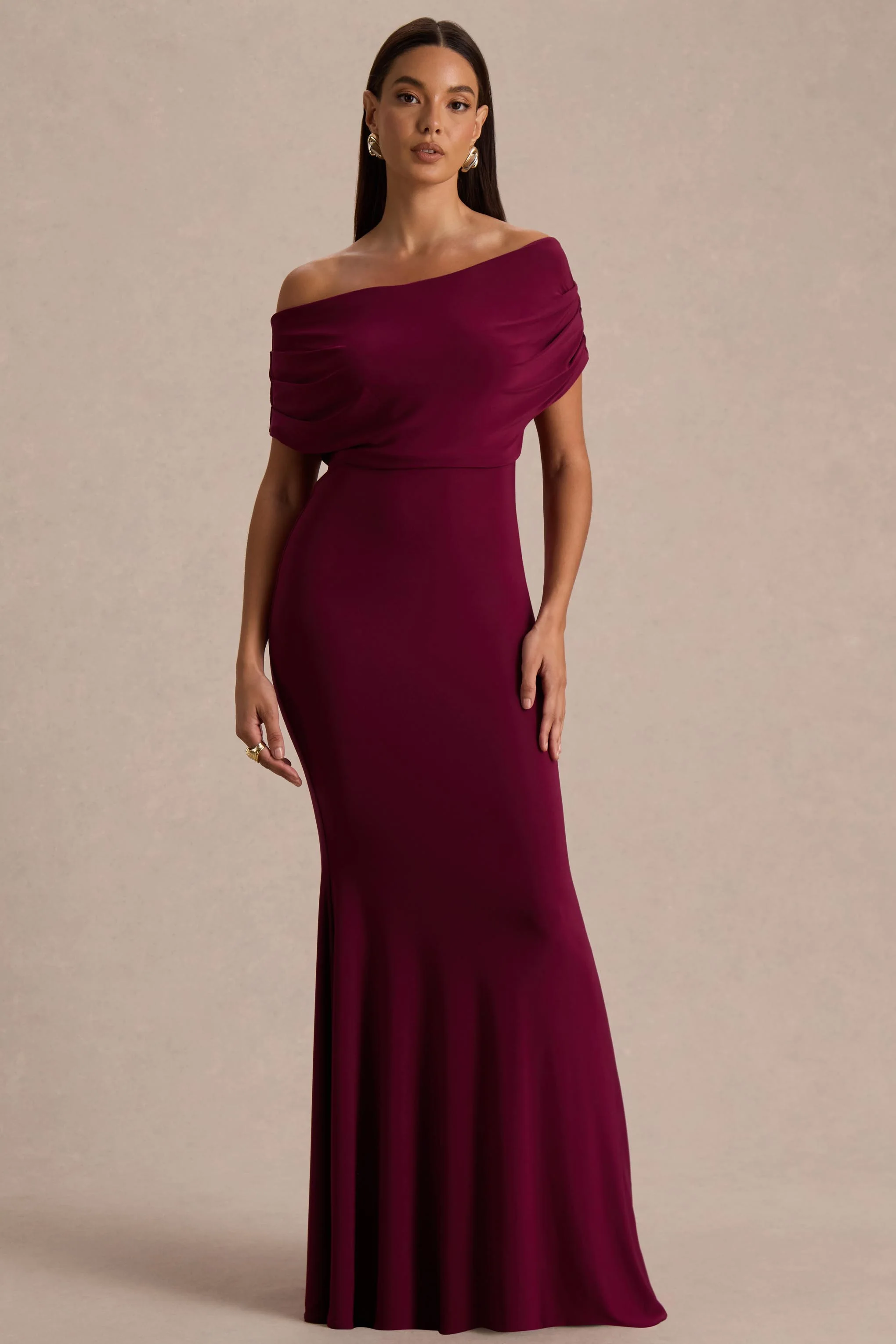 Bowden | Beerenfarbenes Bardot-Maxikleid - Image 5