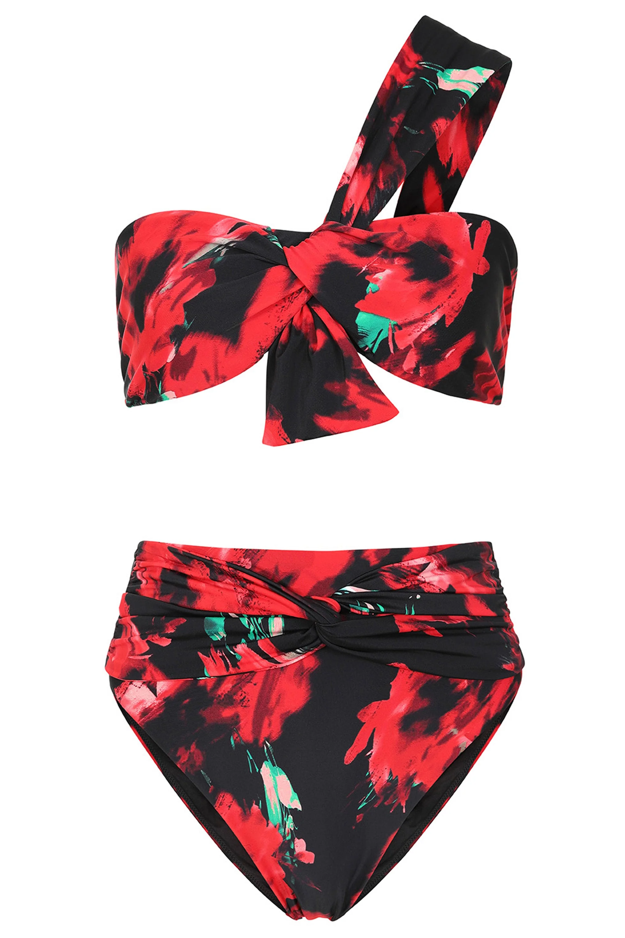 Bowline | Mehrfarbiges Ein-schulter-Bikini-Top mit Knoten - Image 7