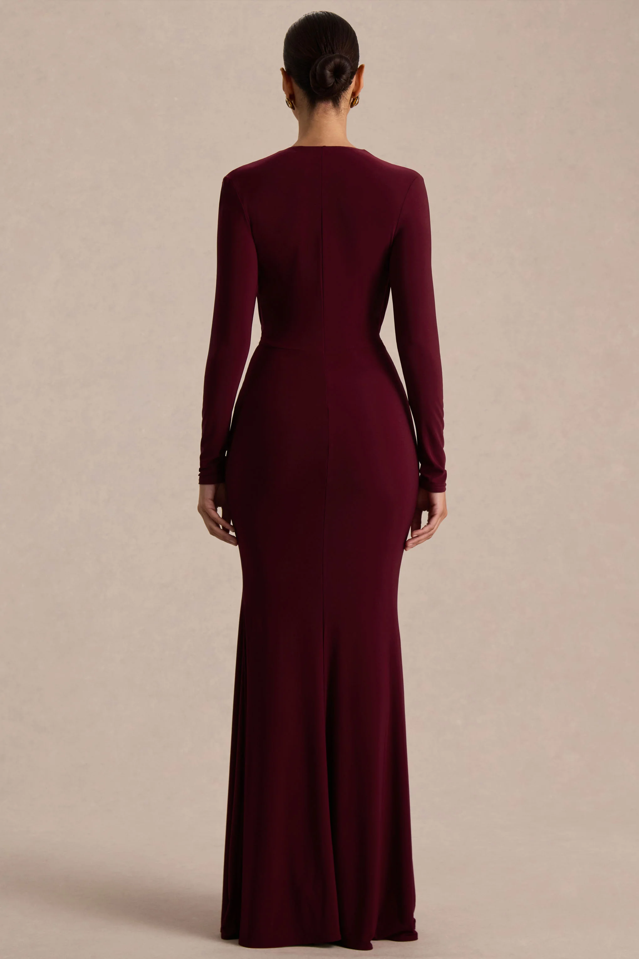 Command | Burgunderrotes Maxikleid mit Tiefem Ausschnitt und Hohem Schlitz - Image 2
