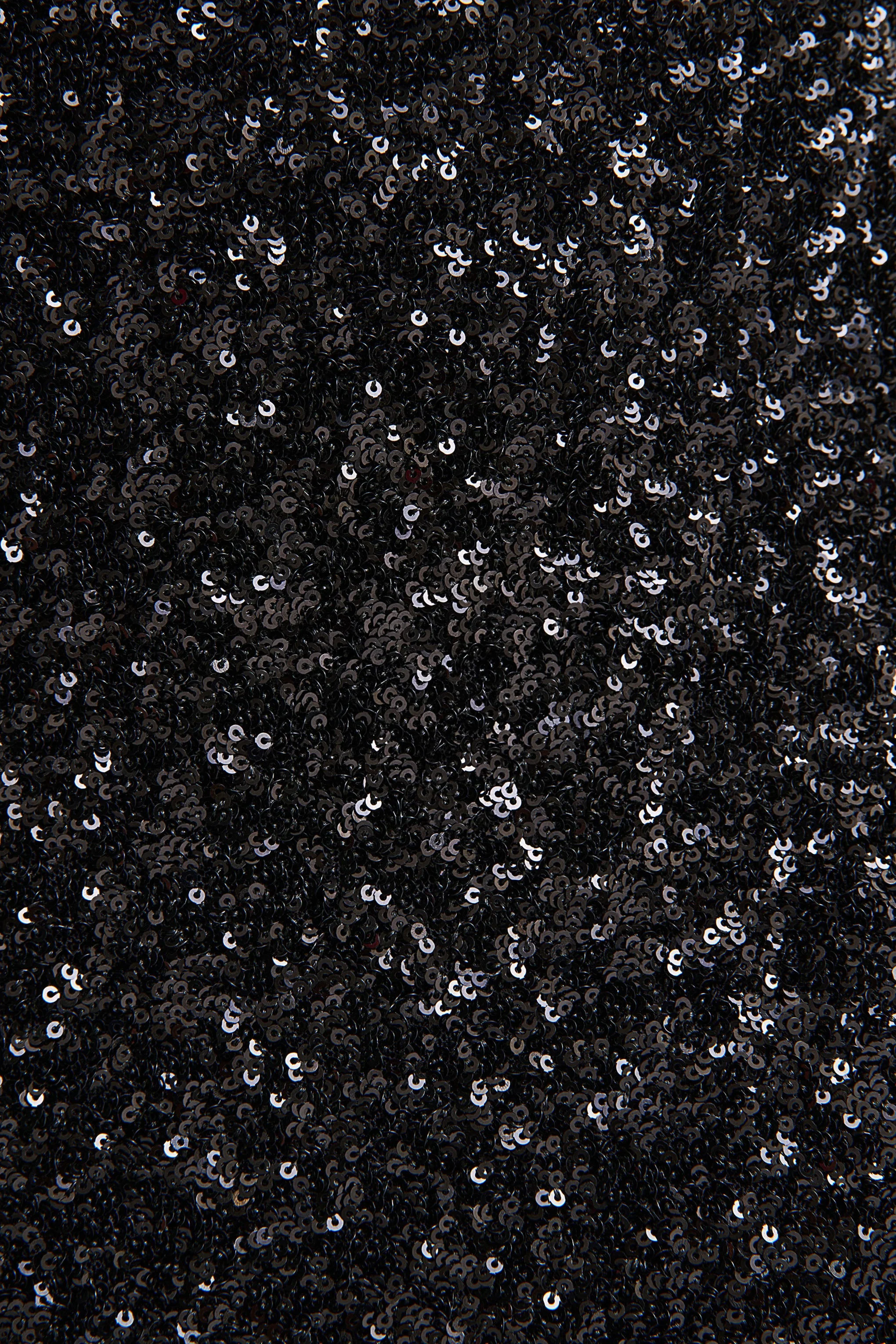 Daze | Schwarzes Paillettenkleid mit Bandeau-Ausschnitt und Federsaum - Image 5