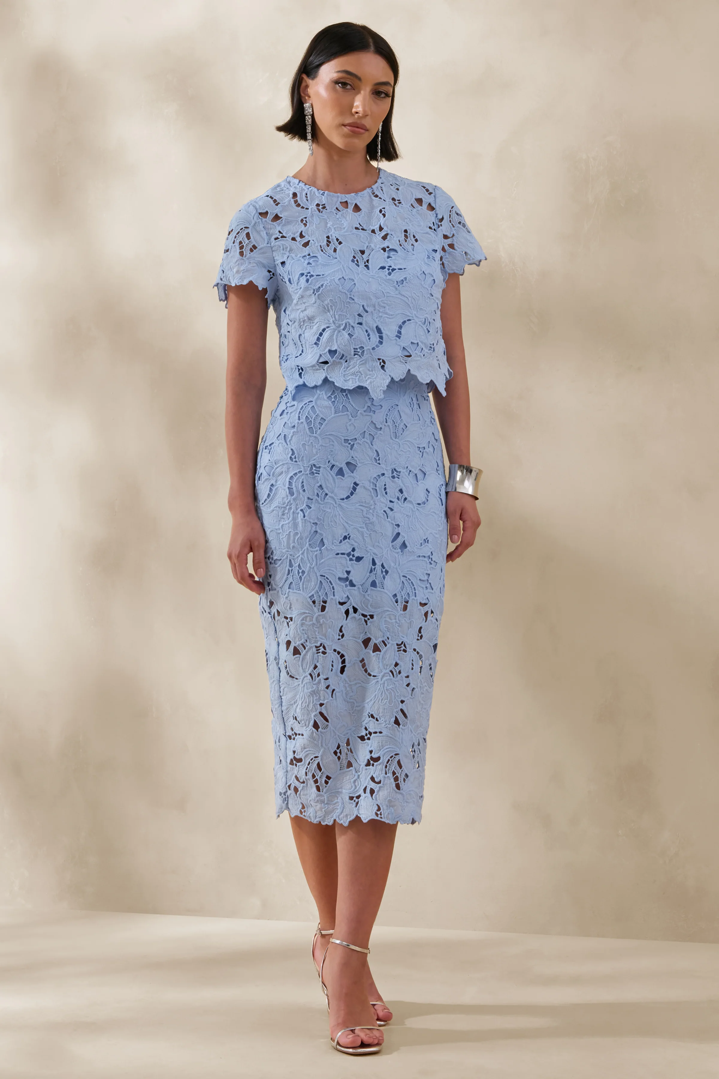 Ina | Puderblaues Crop-Top aus Spitze mit Rundhalsausschnitt - Image 3