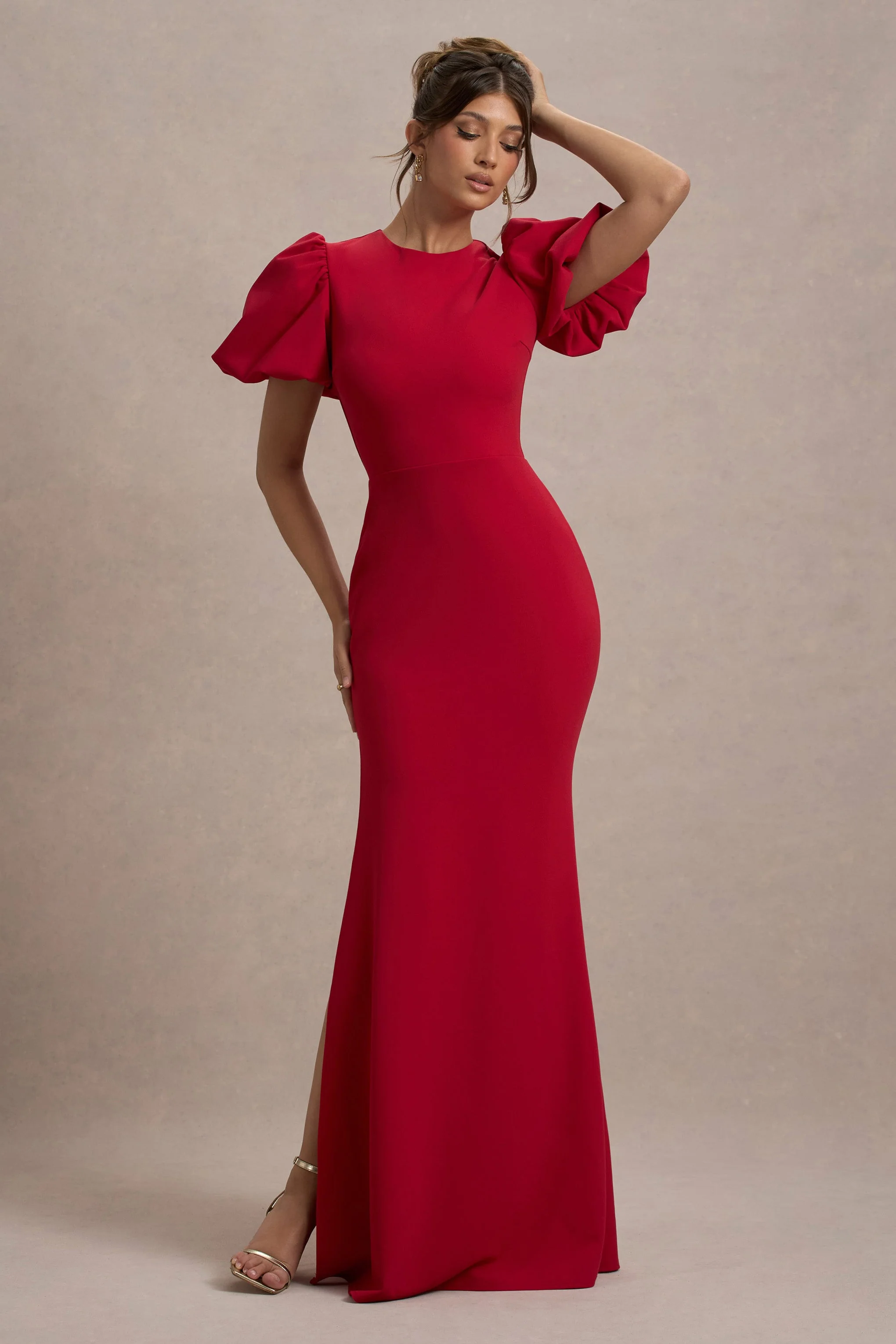 Love Letters | Rotes Maxikleid mit Puffärmeln - Image 5