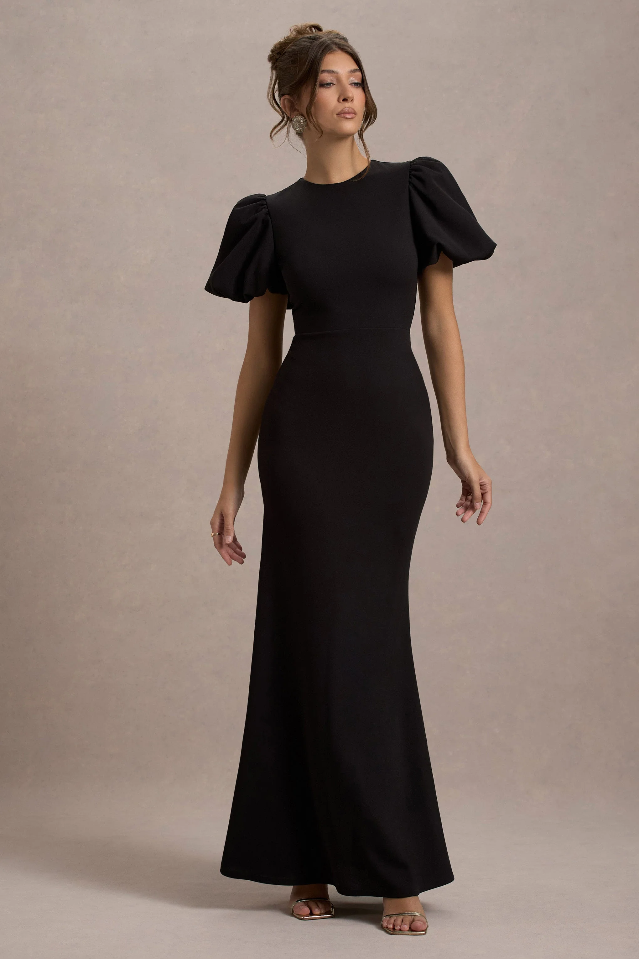 Love Letters | Schwarzes Maxikleid mit Puffärmeln - Image 6