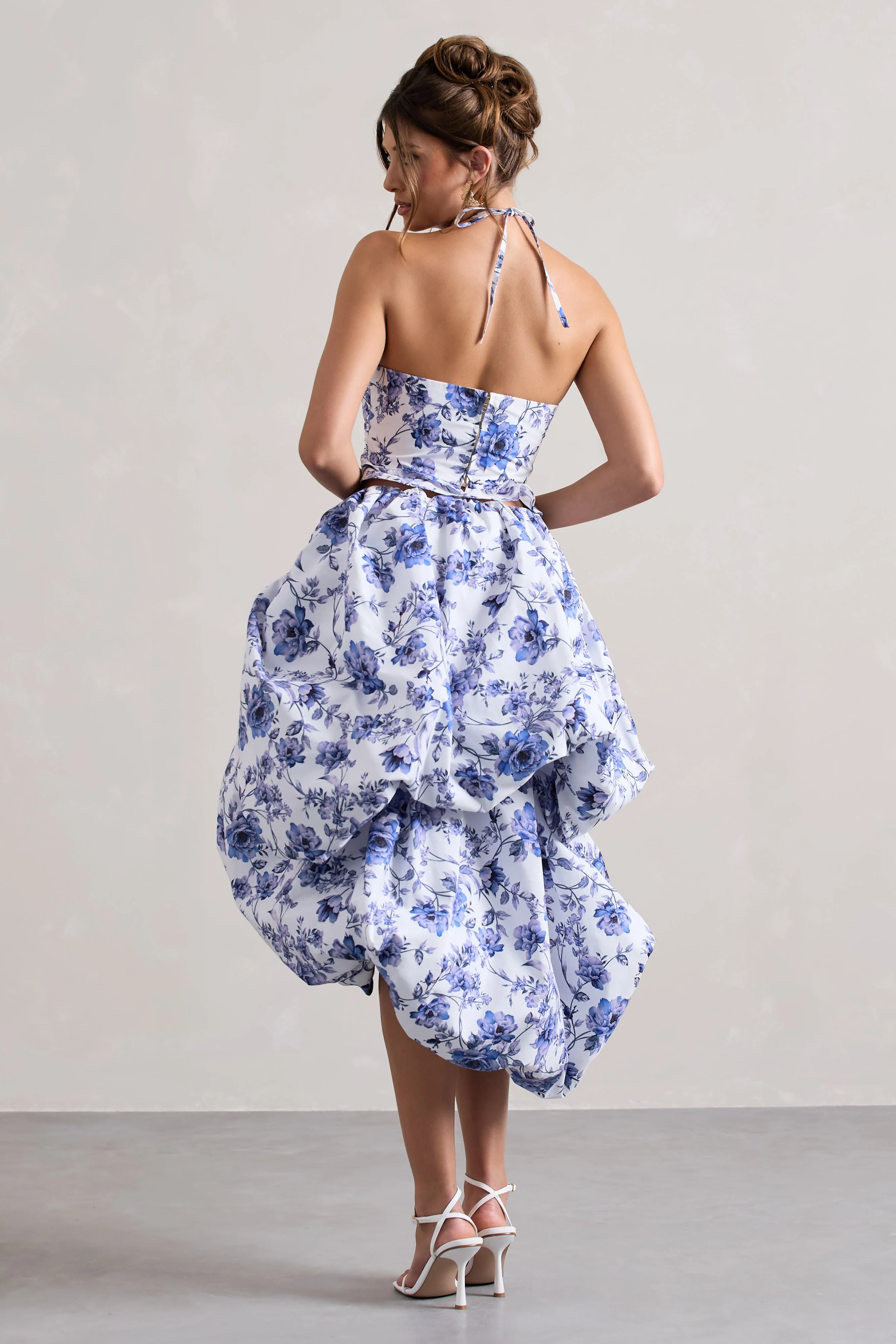 Make Waves | Midirock mit floralem Print und voluminösem High-Low-Saum - Image 2