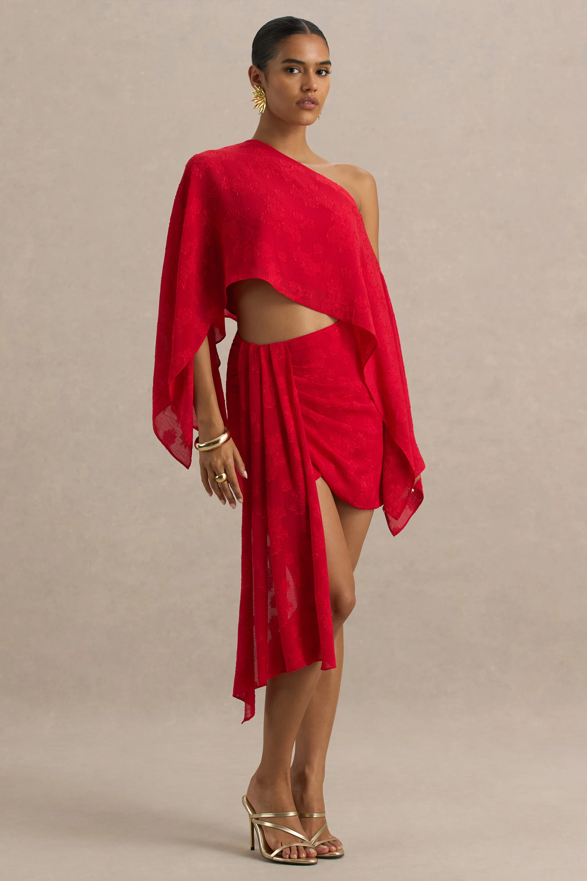 Melania | Roter Mini-Wickelrock aus Satin mit Schleife - Image 5