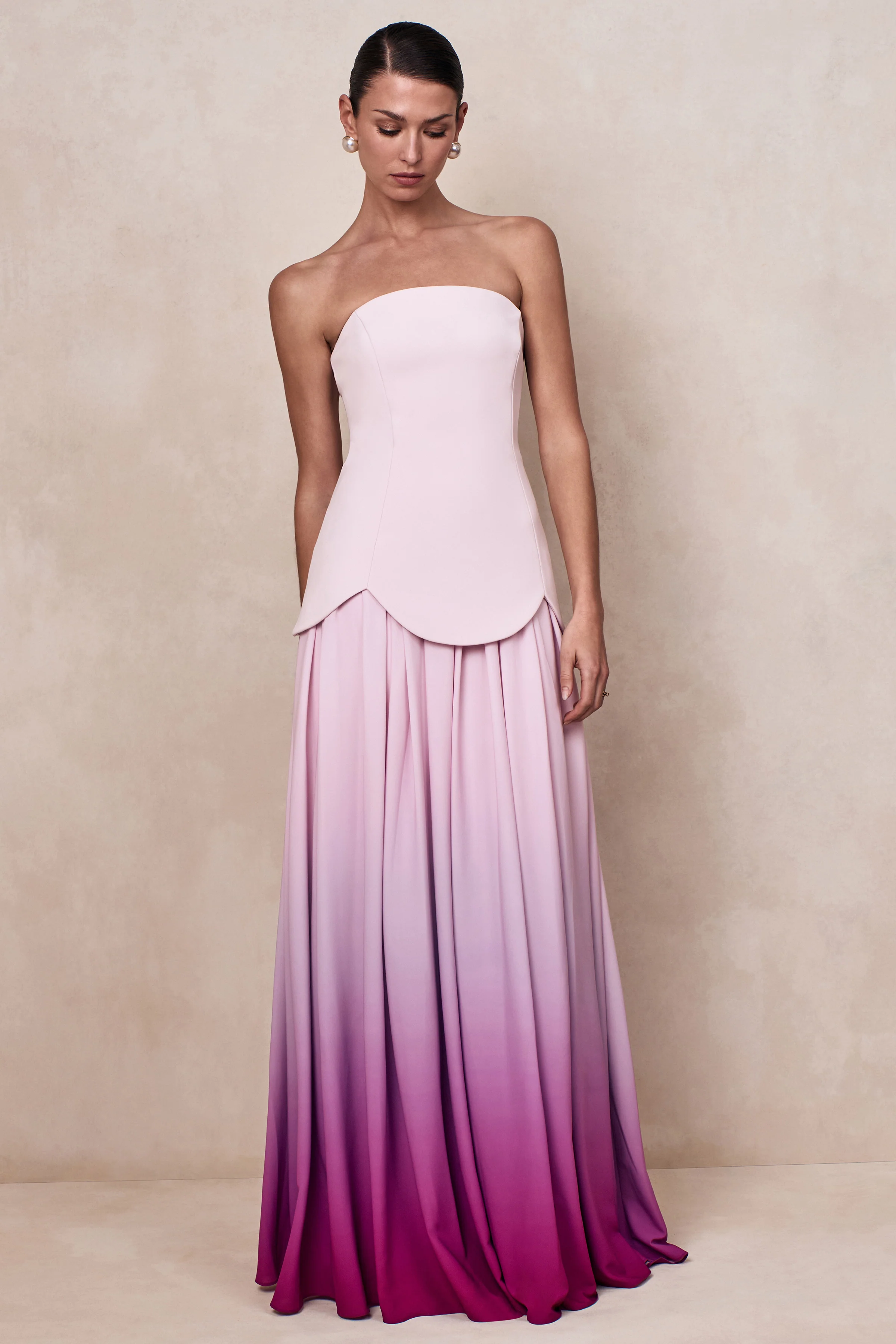 Nia | Rosa Bandeau-Maxikleid mit Ombre-Effekt - Image 5