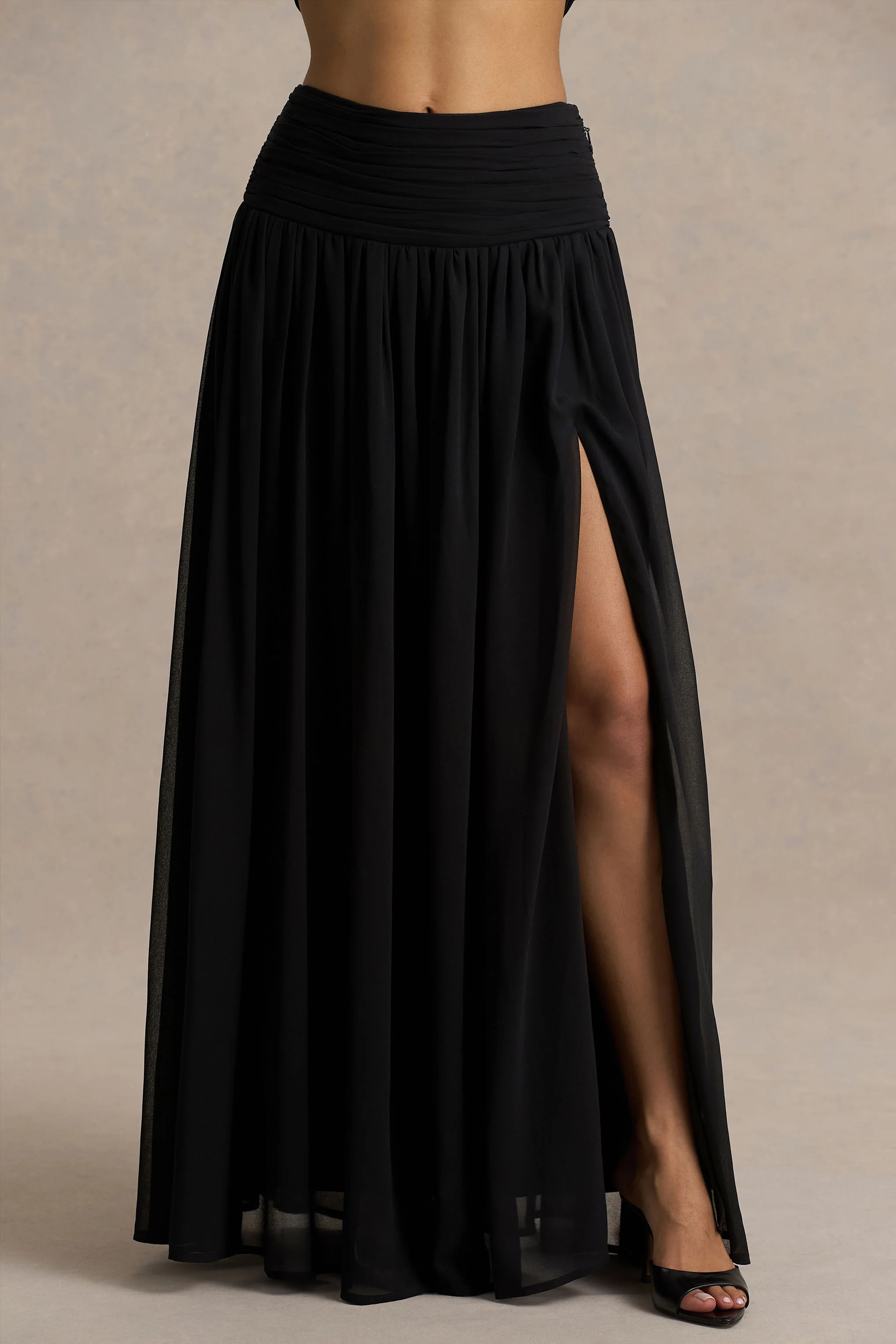 Spencer | Schwarzer Maxirock aus Chiffon mit Faltenwurf - Image 3