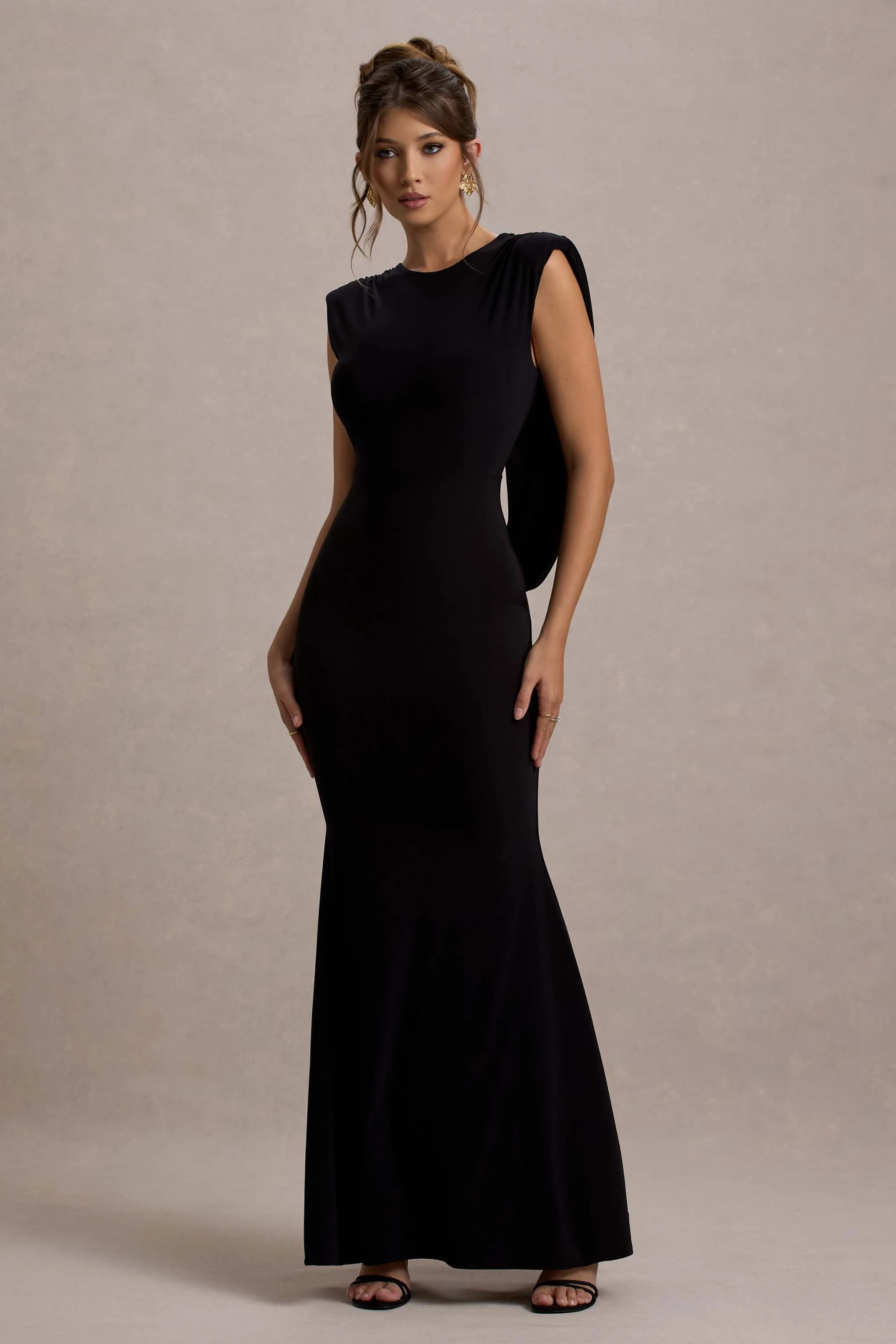 To The Moon | Schwarzes Maxikleid mit tiefem Rückenausschnitt - Image 5