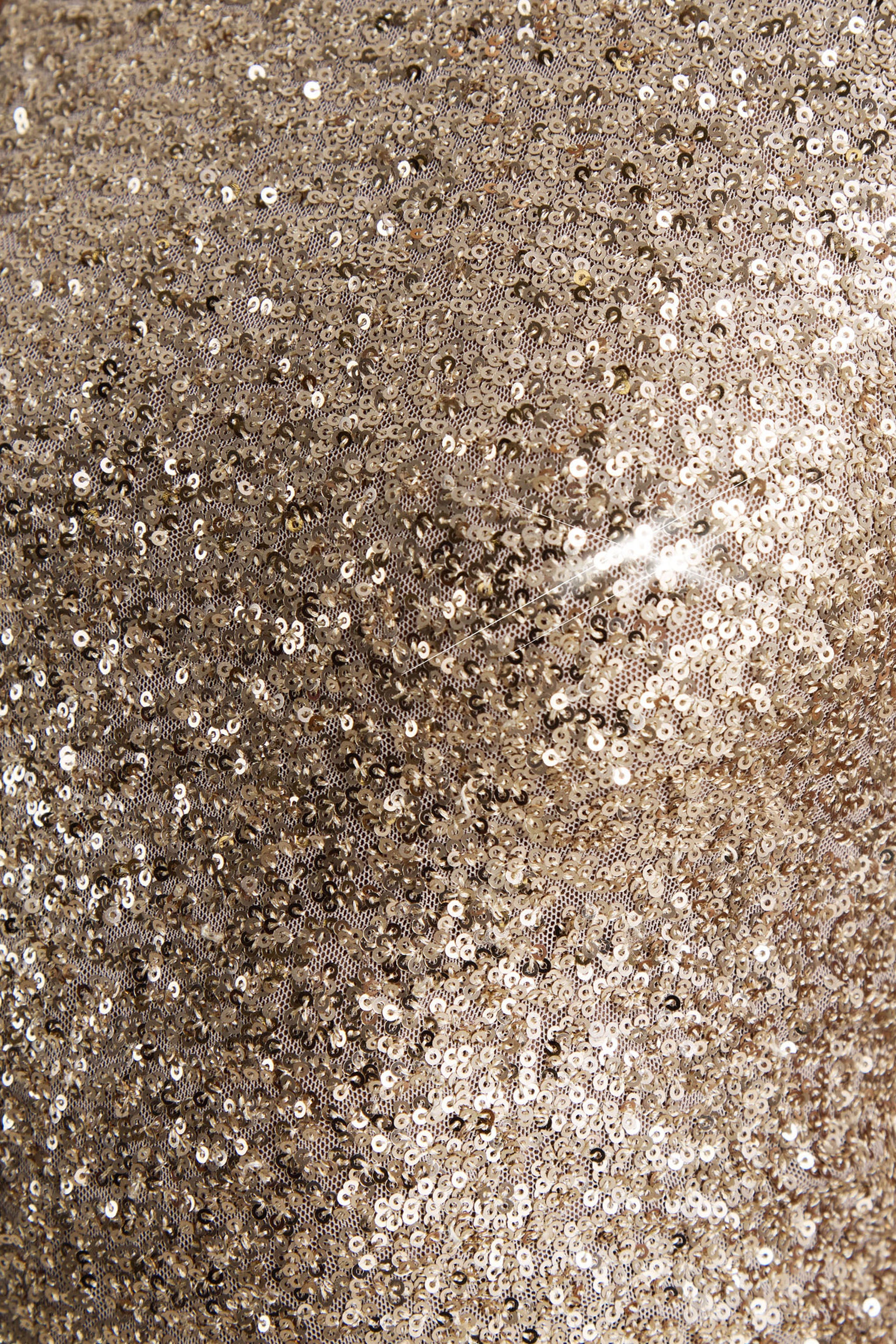 Tulia | Goldenes Pailletten-Maxikleid mit hohem Ausschnitt - Image 6